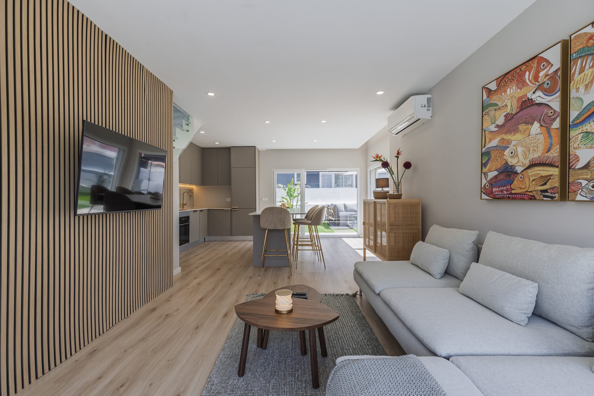 Living room with open kitchen